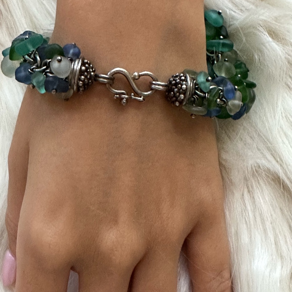 sterling silver Coastal Green & Blue Sea d Bracelet - Women Jewelry - Picture 7 of 12